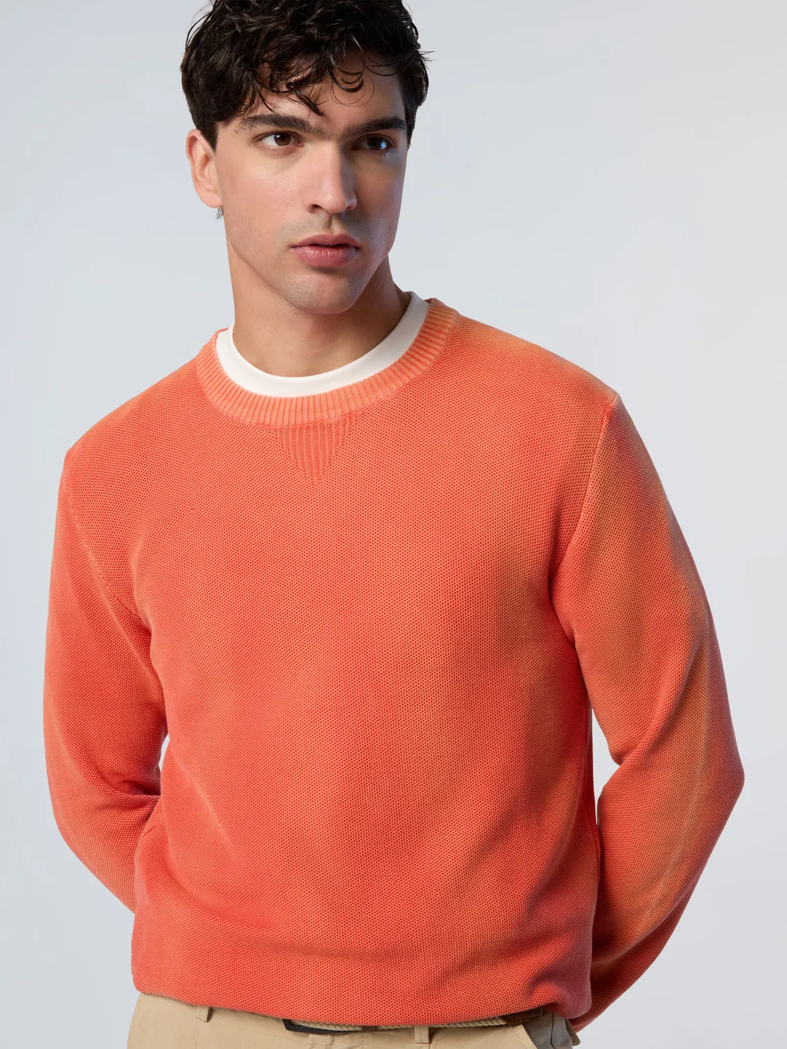 North Sails pull col rond maille nid abeille coton bio