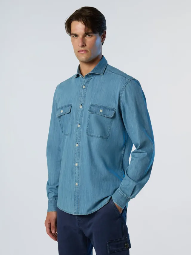 North Sails Light chemise denim léger patch poitrine