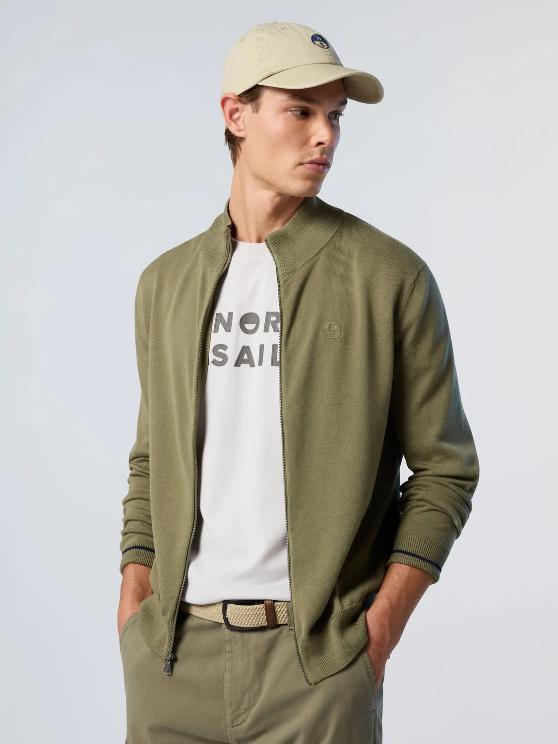 North Sails pull zippé col montant coton bio