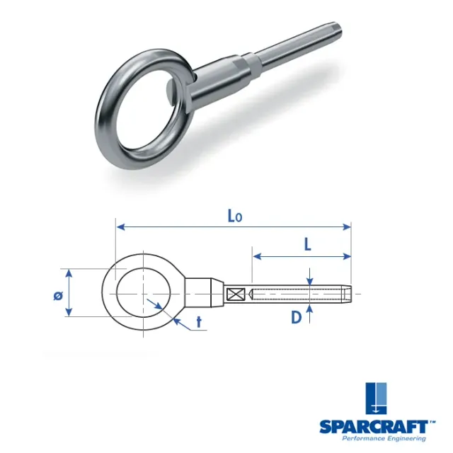 Sparcraft œil de fixation large câble Ø4mm inox dormant
