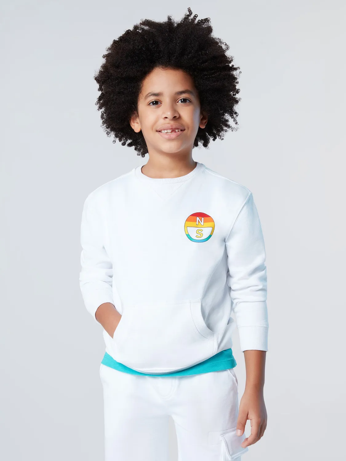 North Sails Rainbow sweat enfant blanc coton bio