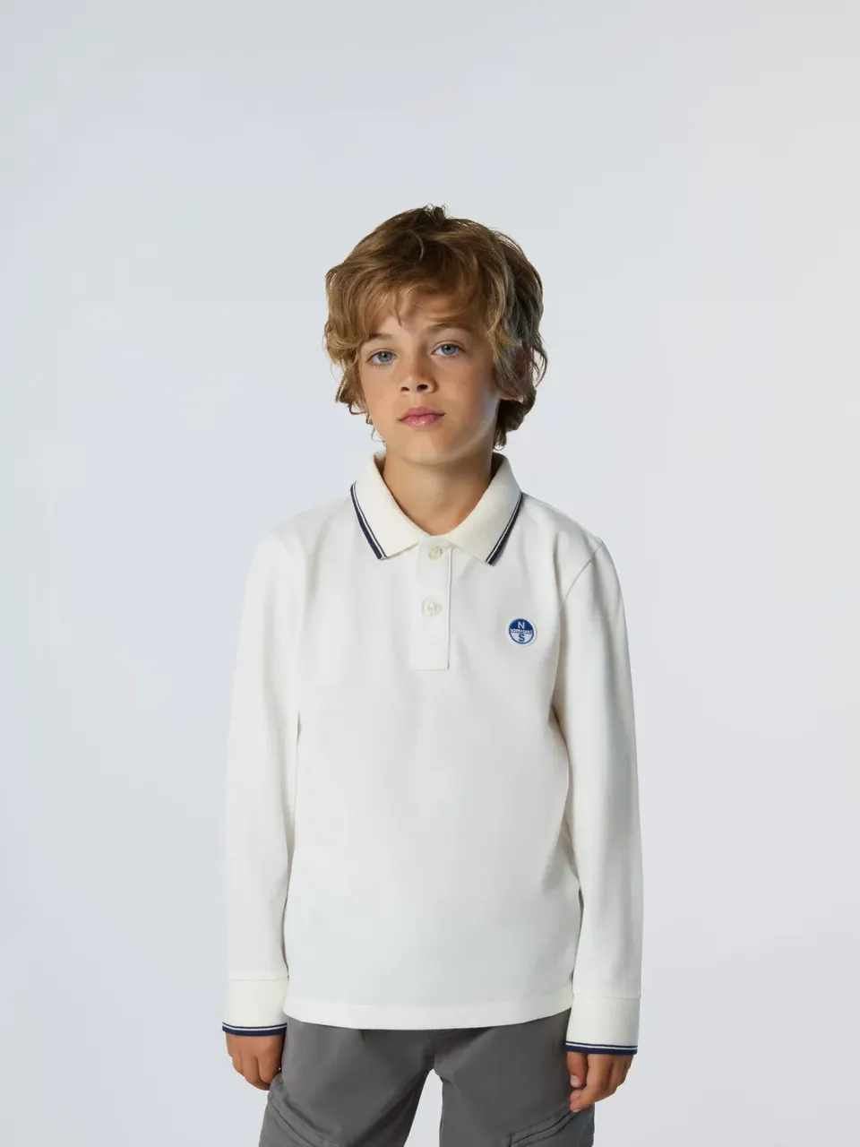 North Sails polo manches longues piqué coton bio col logo