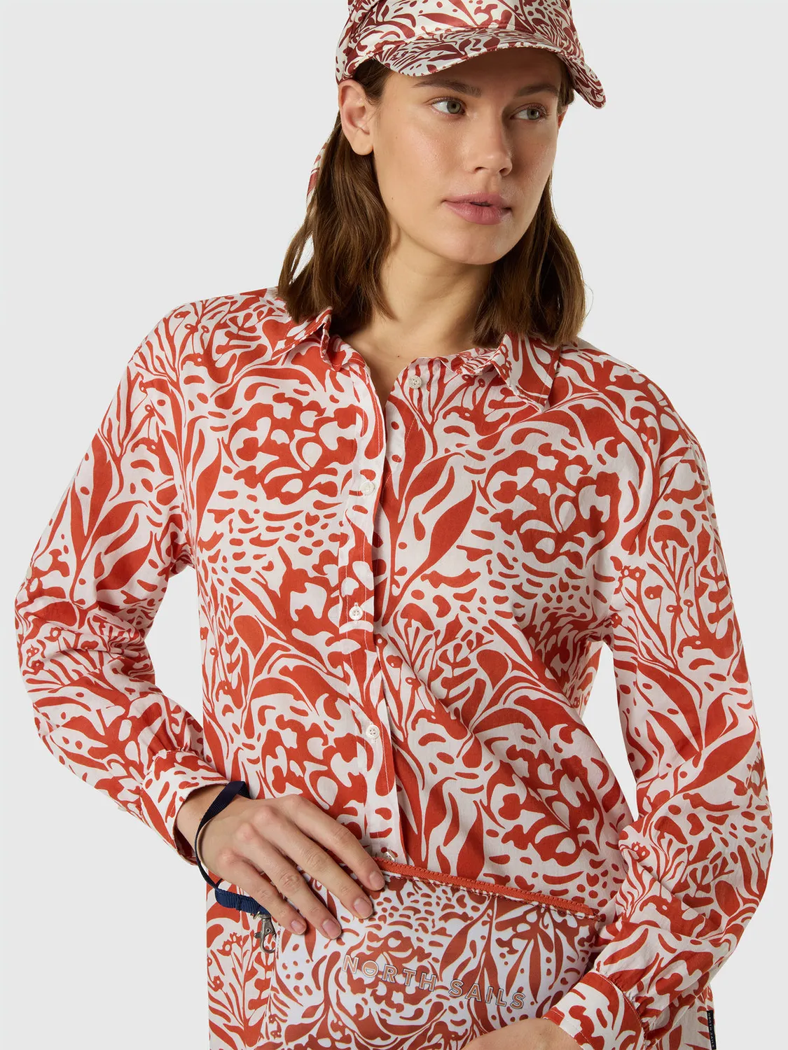 North Sails Coral Print robe chemise corail mousseline coton