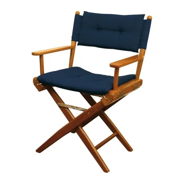 ARC chaise pliante teck tissu bleu