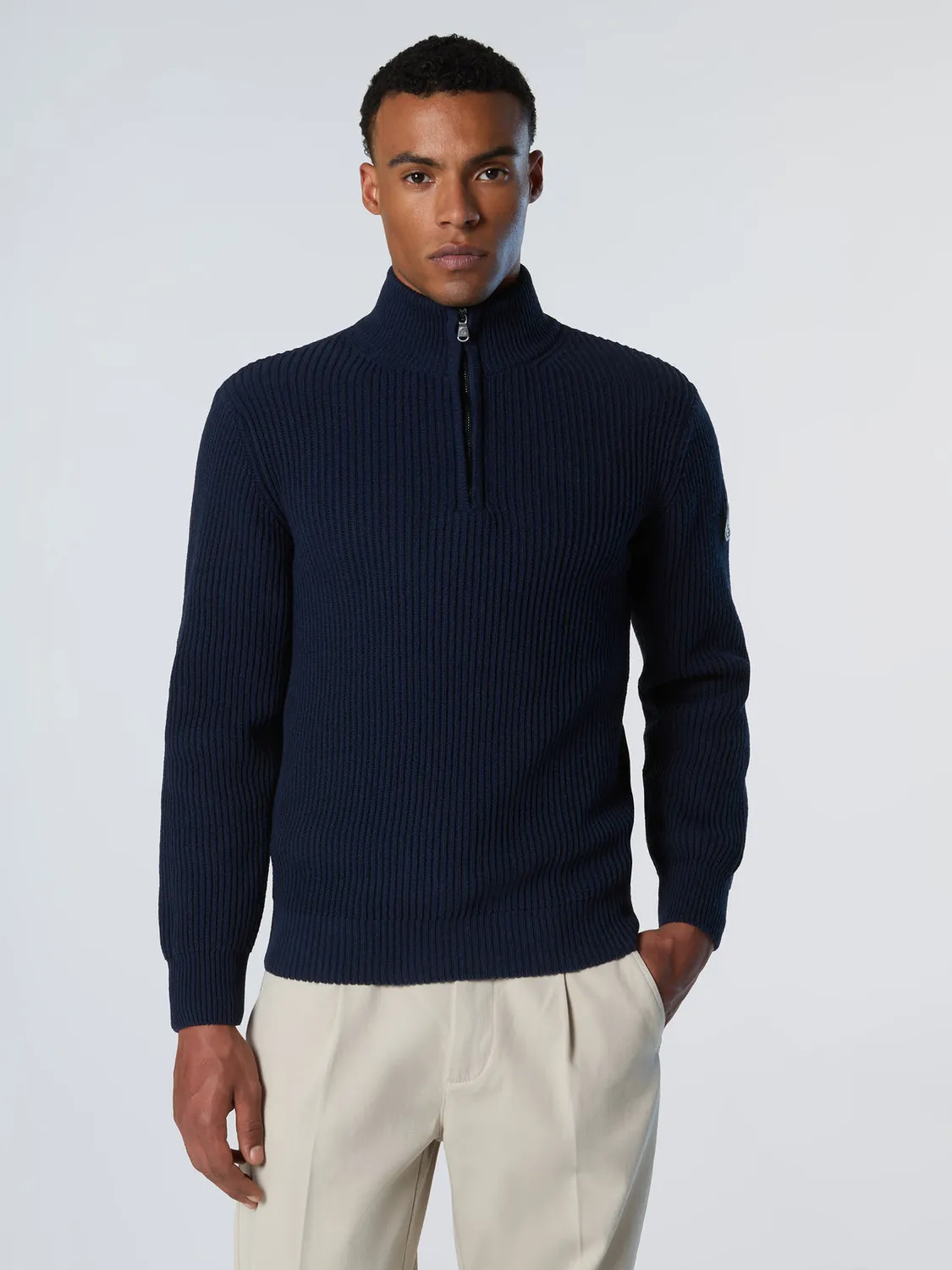North Sails Fisherman pull marin demi-zip laine