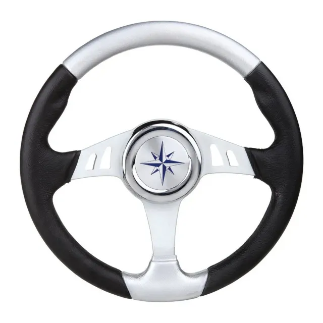 Volant bateau noir argent 350 mm polyuréthane