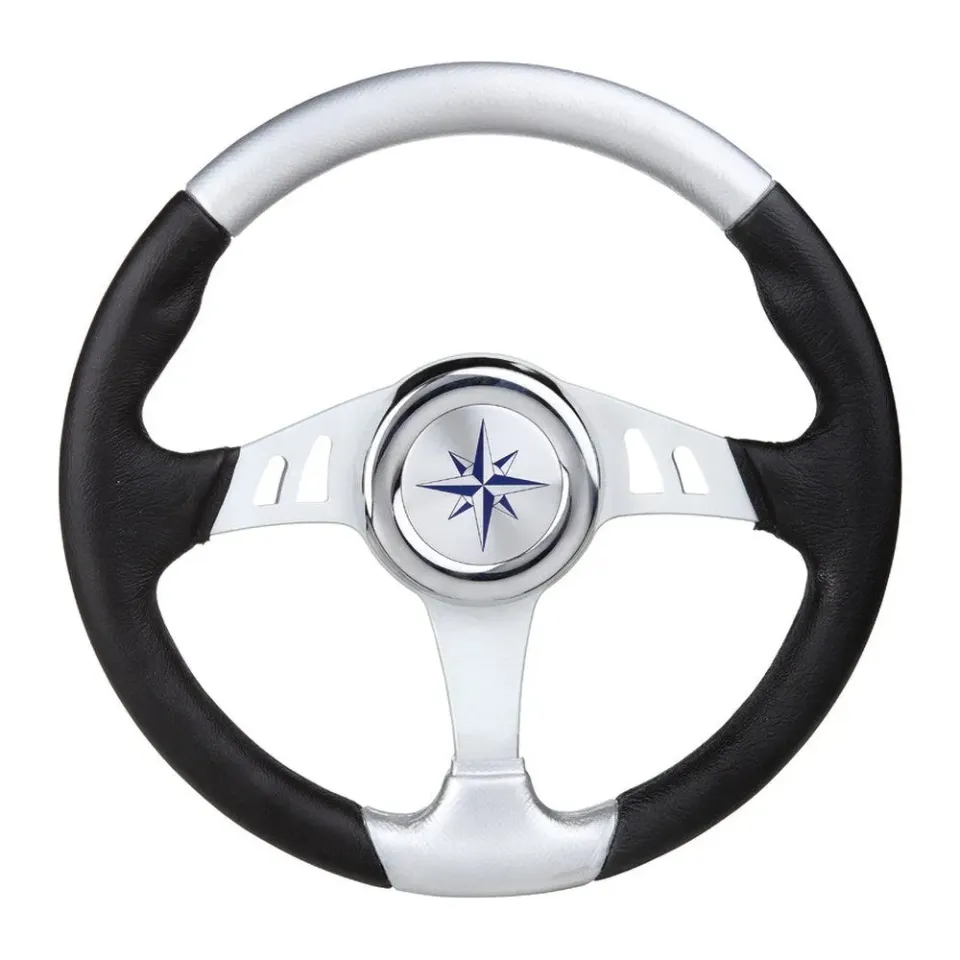 Volant bateau noir argent 350 mm polyuréthane