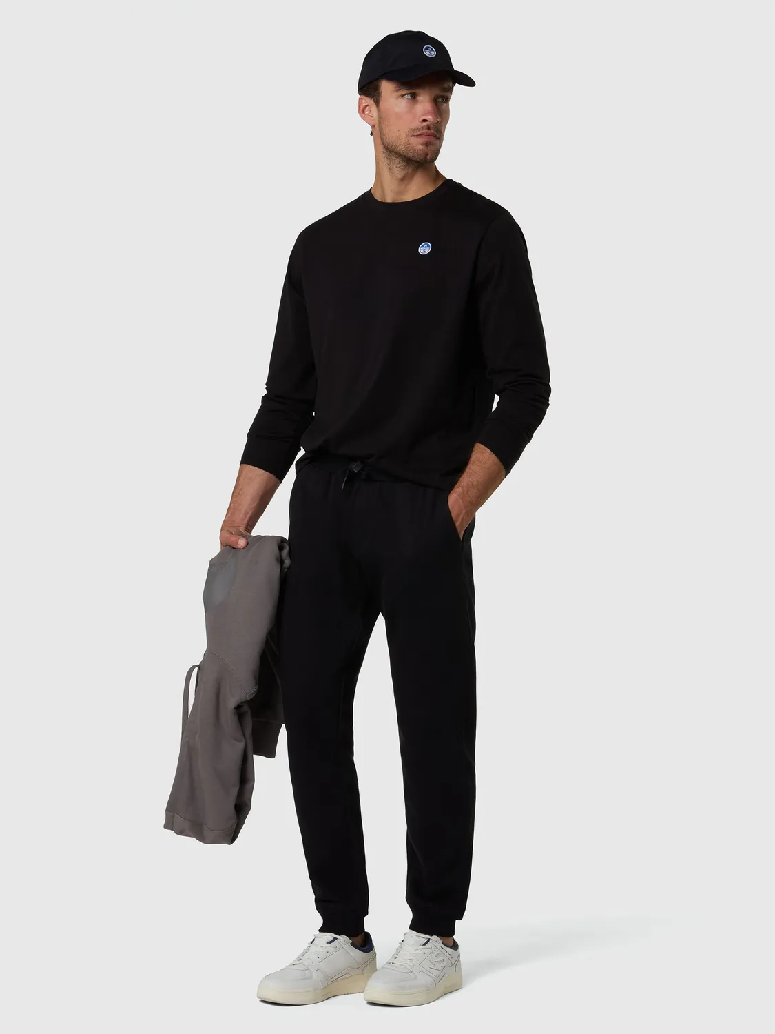 North Sails T-shirt manches longues patch gris anthracite
