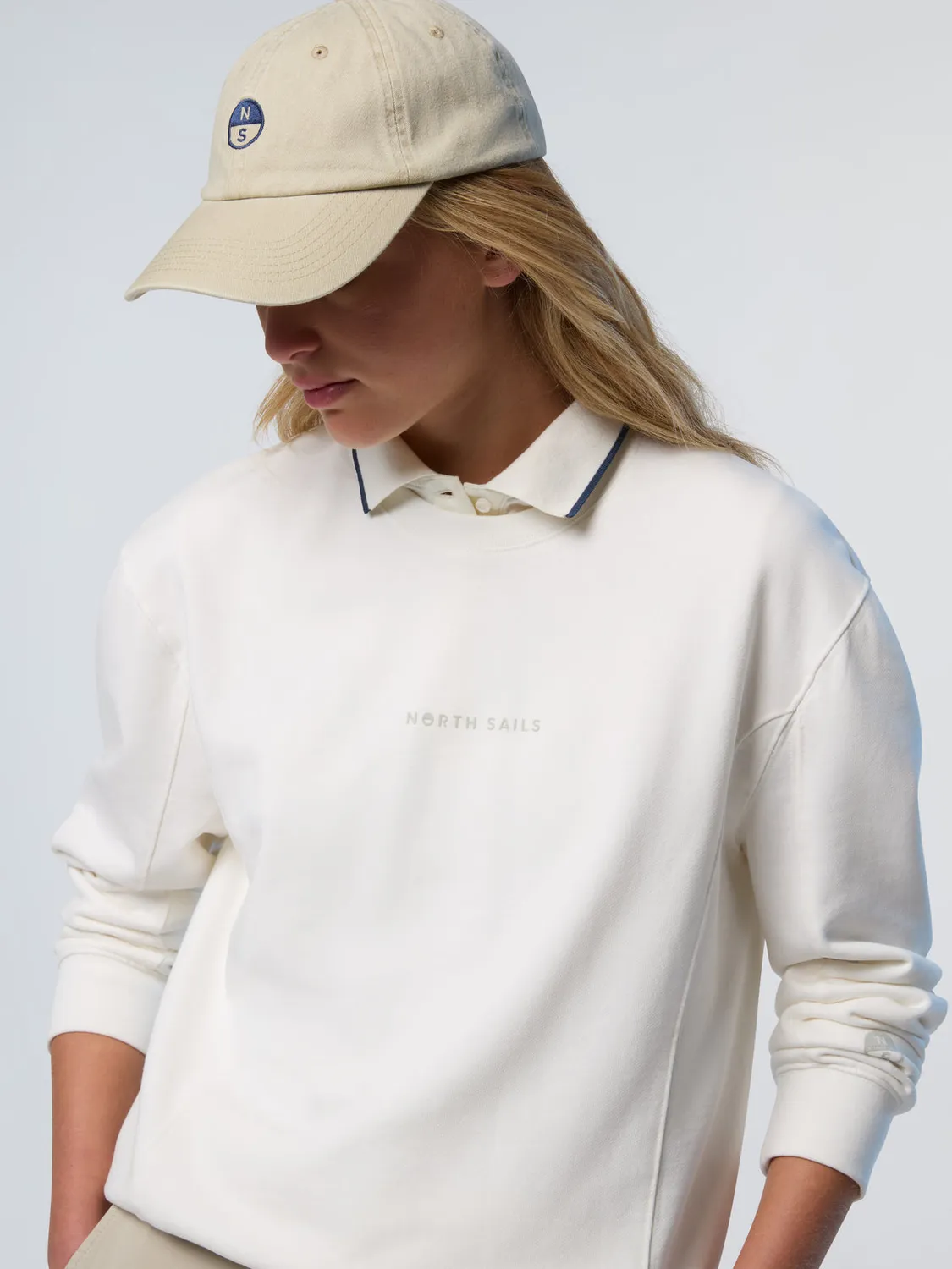 North Sails sweat col rond print tonal coton délavé homme