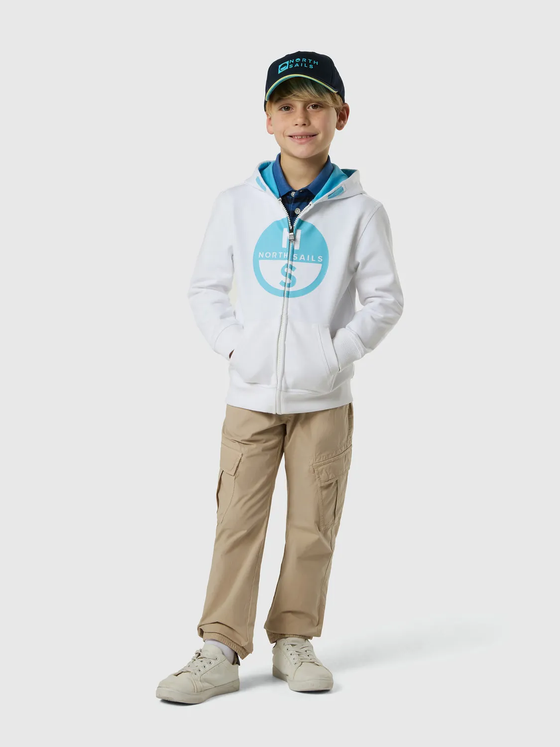 North Sails sweat zippé capuche coton bio logo maxi