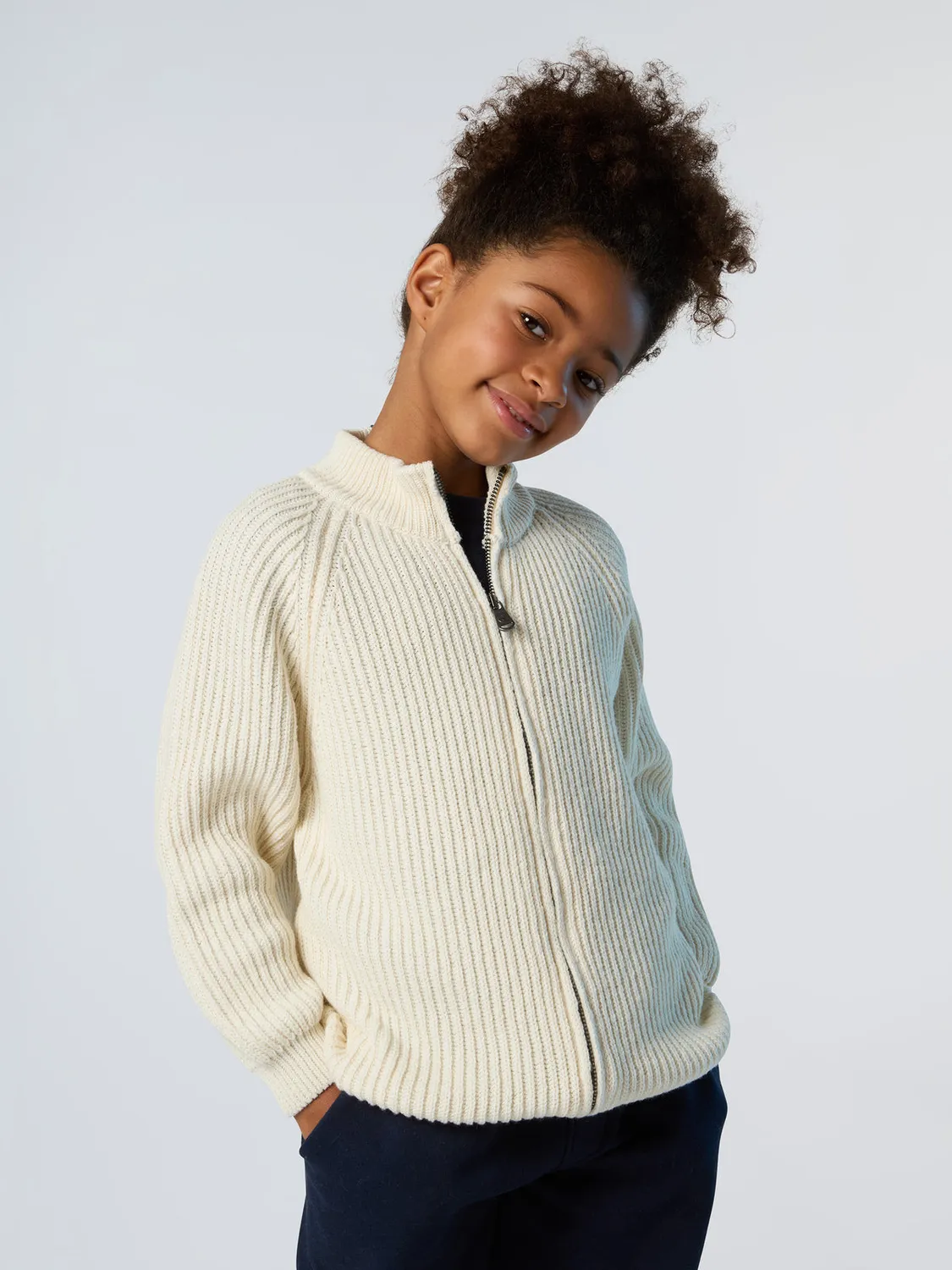 North Sails pull zippé côtelé enfant laine recyclée