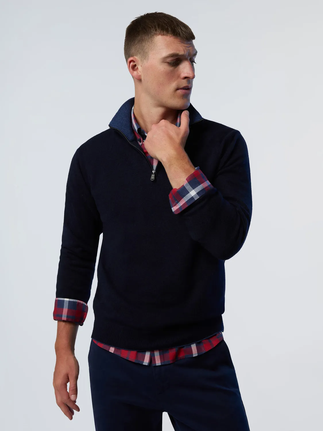 North Sails pull demi-zip éco-cachemire col montant