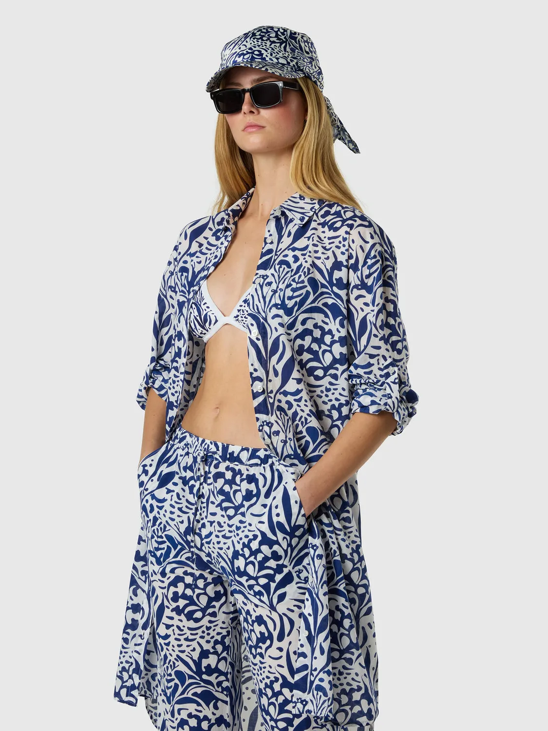 North Sails Coral Print robe chemise corail mousseline coton