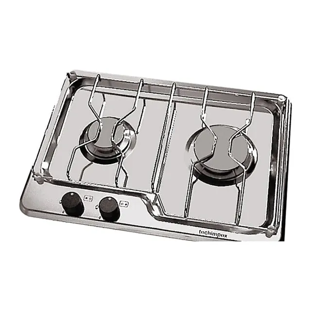 Techimpex plaque gaz 2 feux inox encastrable