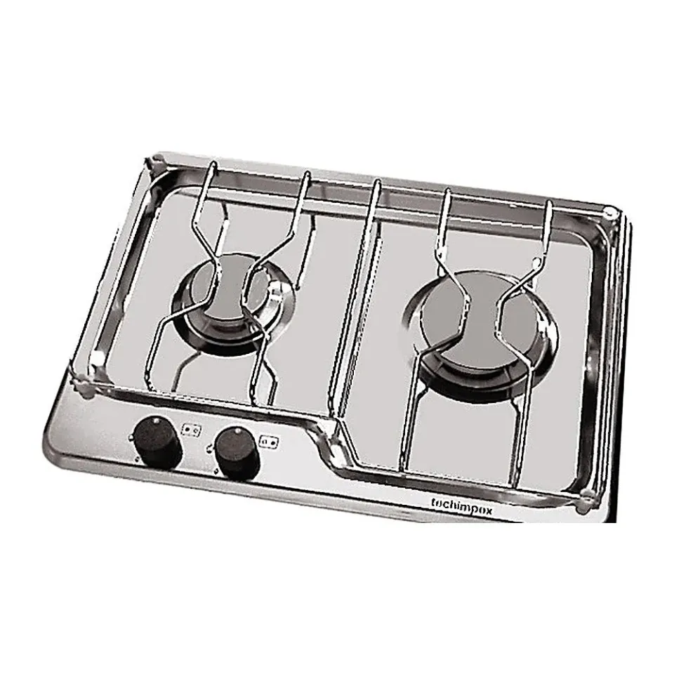 Techimpex plaque gaz 2 feux inox encastrable