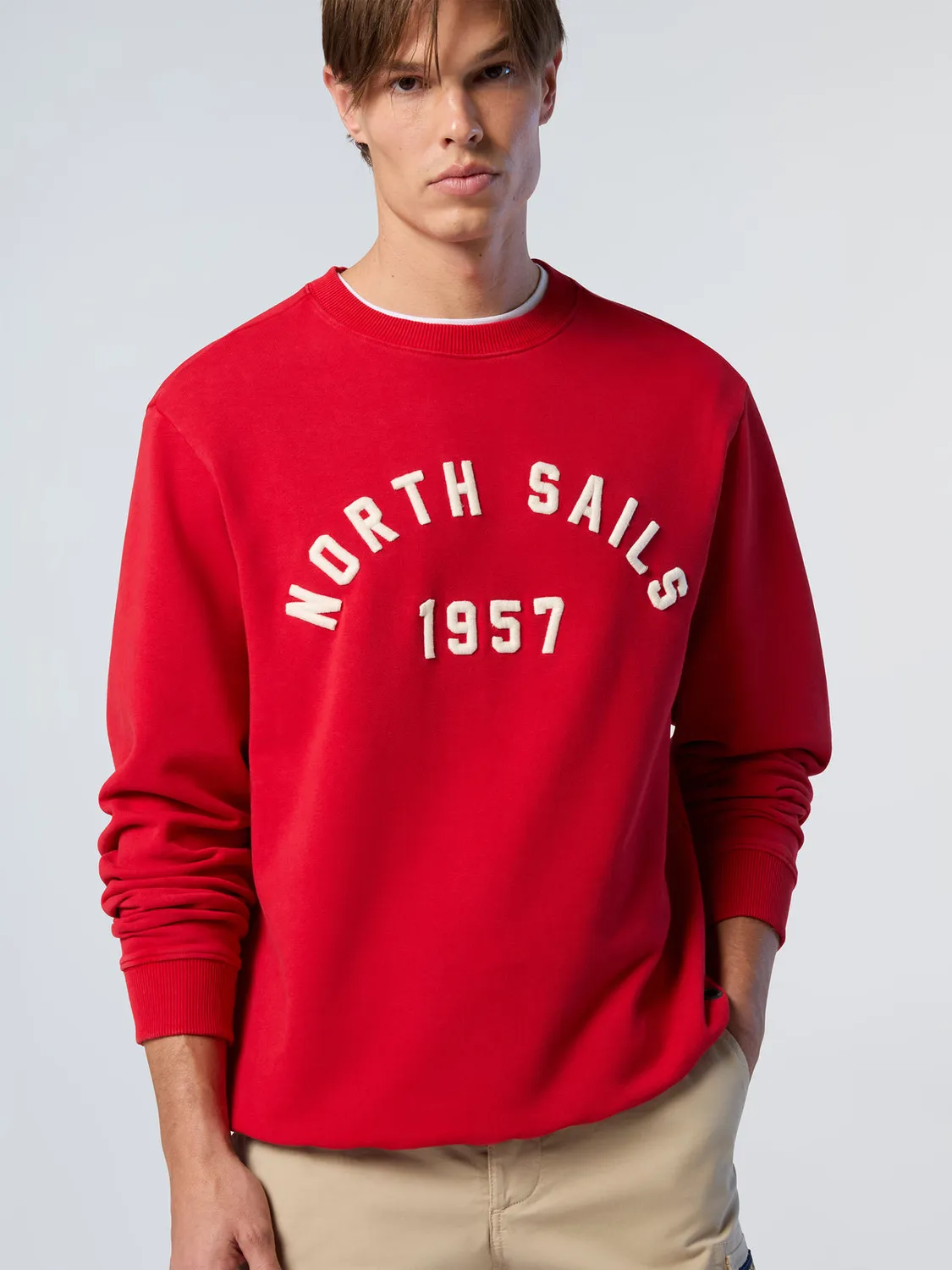 North Sails sweat col rond brodé coton bio délavé
