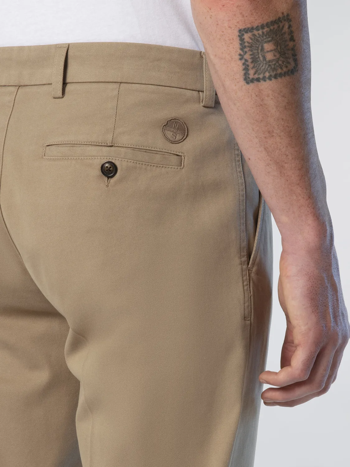 North Sails Defender chino gabardine plisé slim coton bio