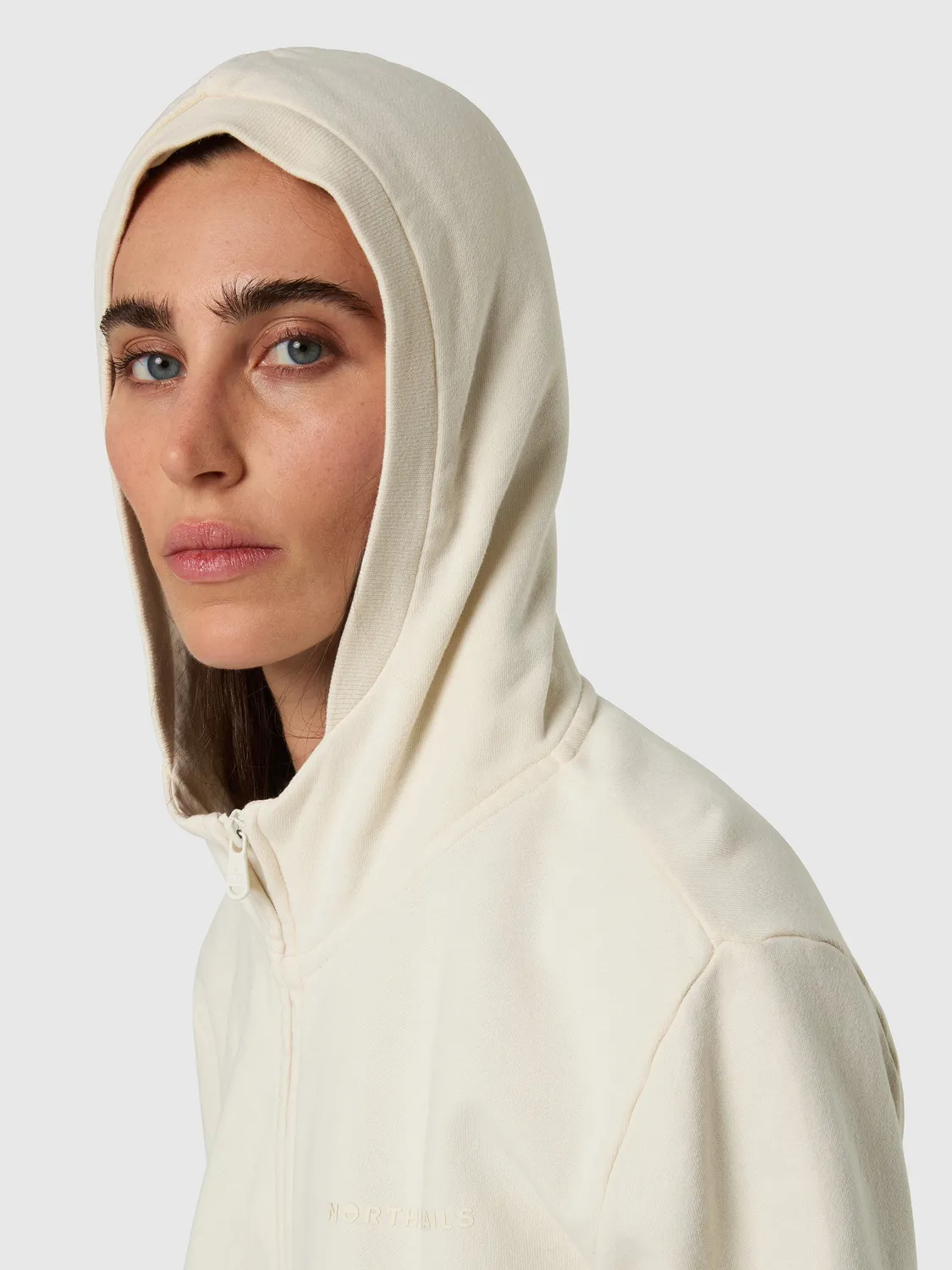 North Sails sweat capuche femme côtes blanc hiver