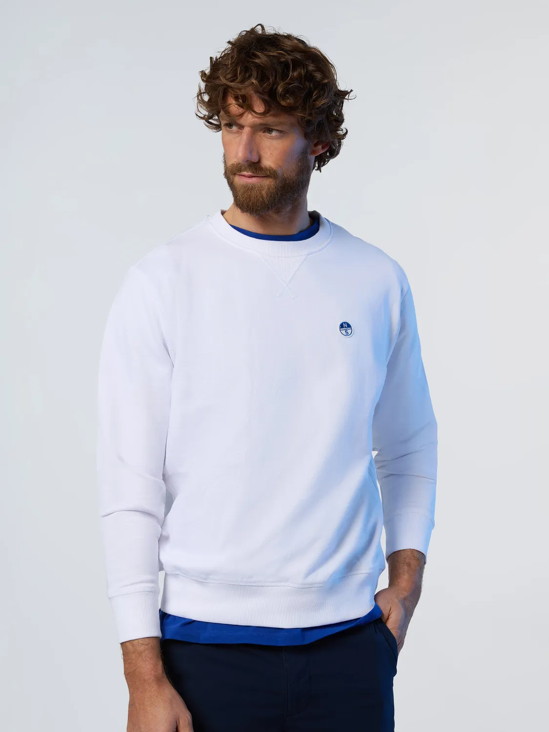 North Sails sweatshirt patch logo homme blanc coupe regular