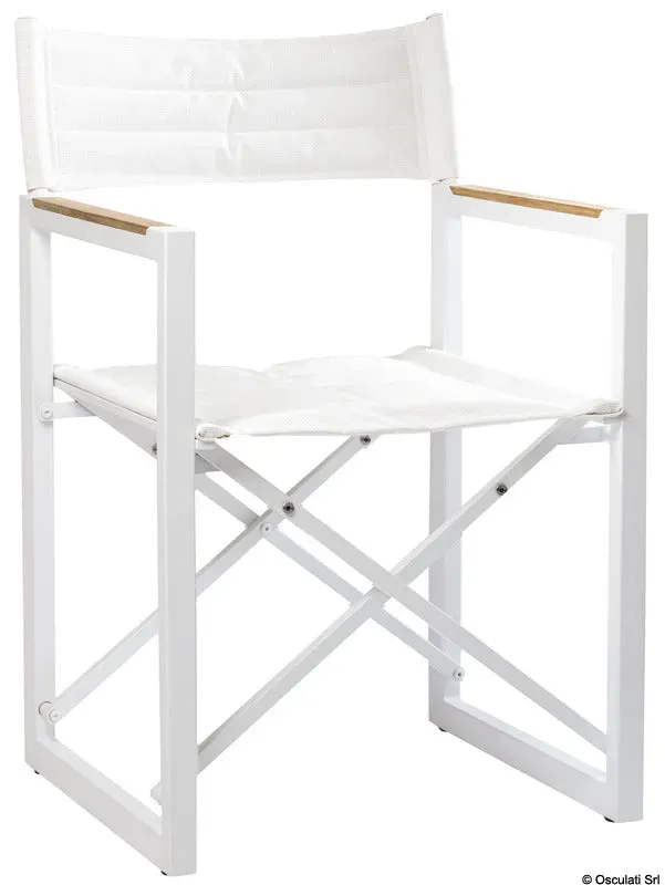 ARC The Square chaise pliante bateau alu blanc teck