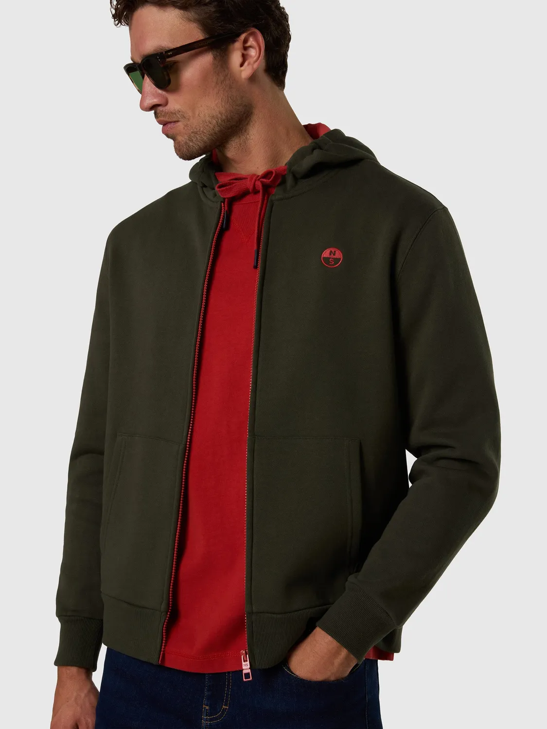 North Sails full-zip sweat zippé capuche forest night