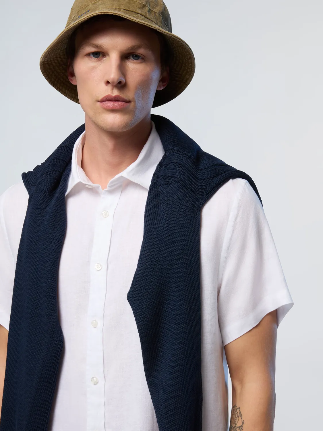 North Sails chemise lin homme manches courtes blanc