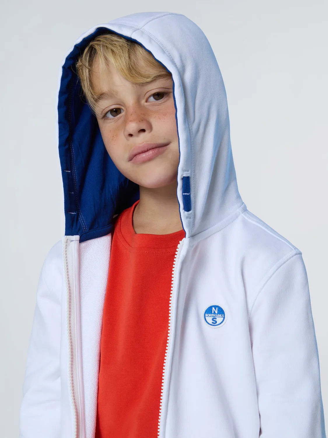 North Sails sweat à capuche zippé enfant coton bio patch