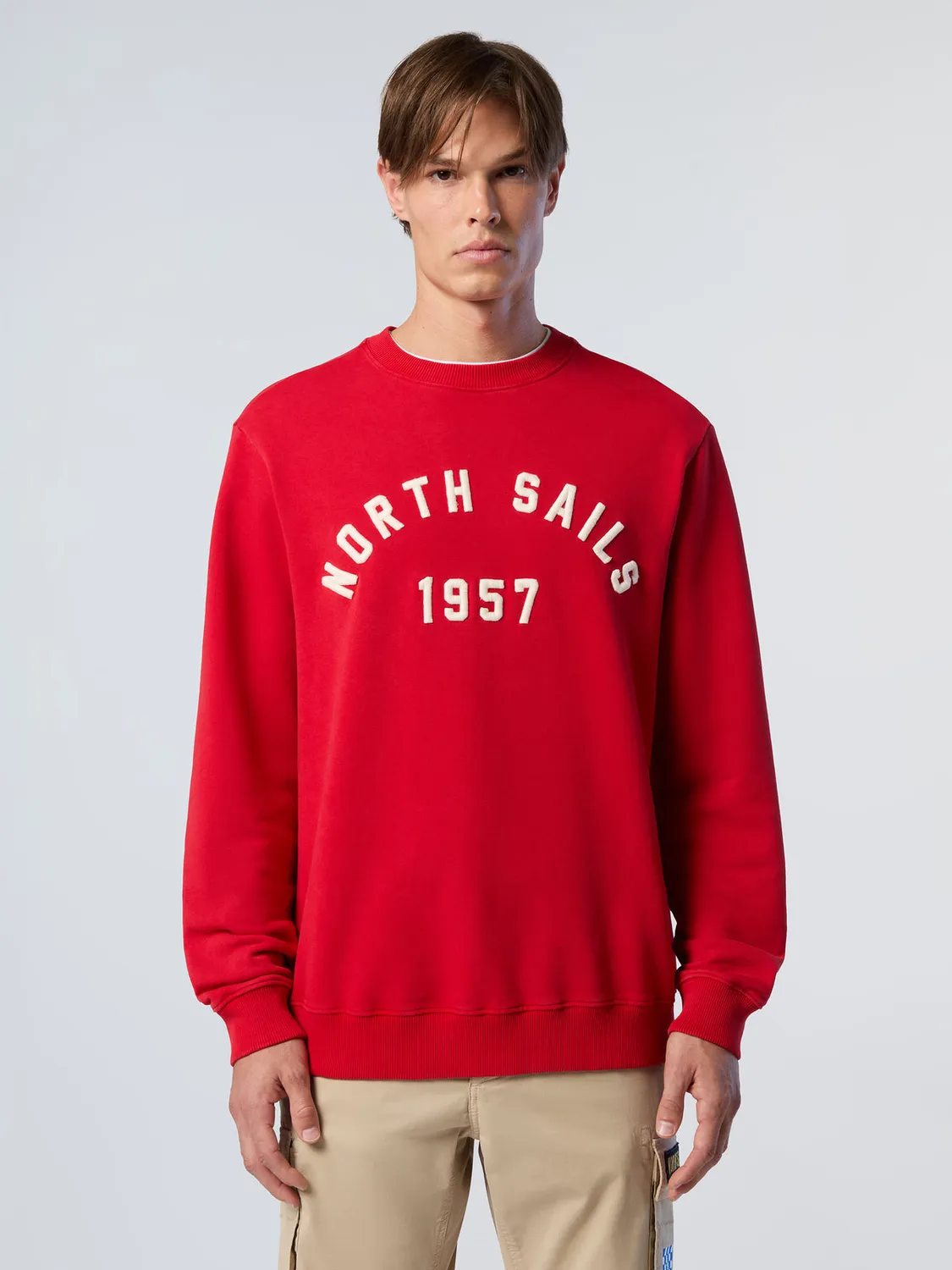 North Sails sweat col rond brodé coton bio délavé