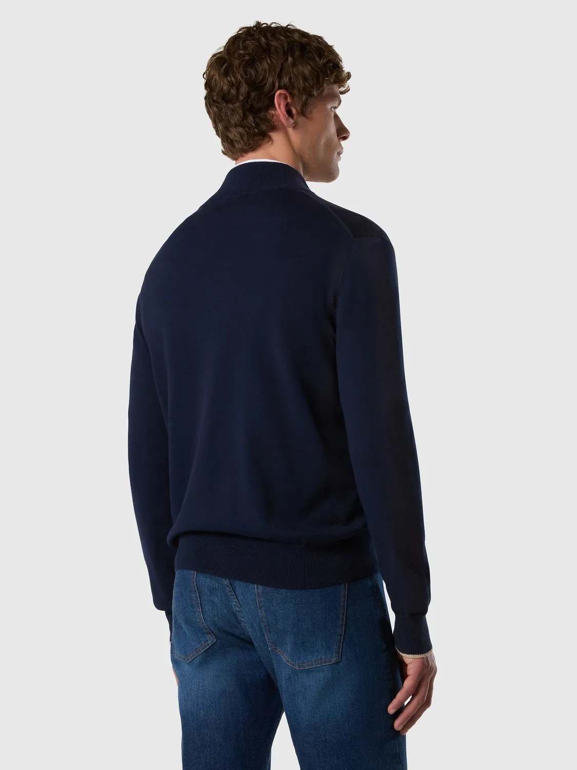 North Sails pull zippé logo ton sur ton marine