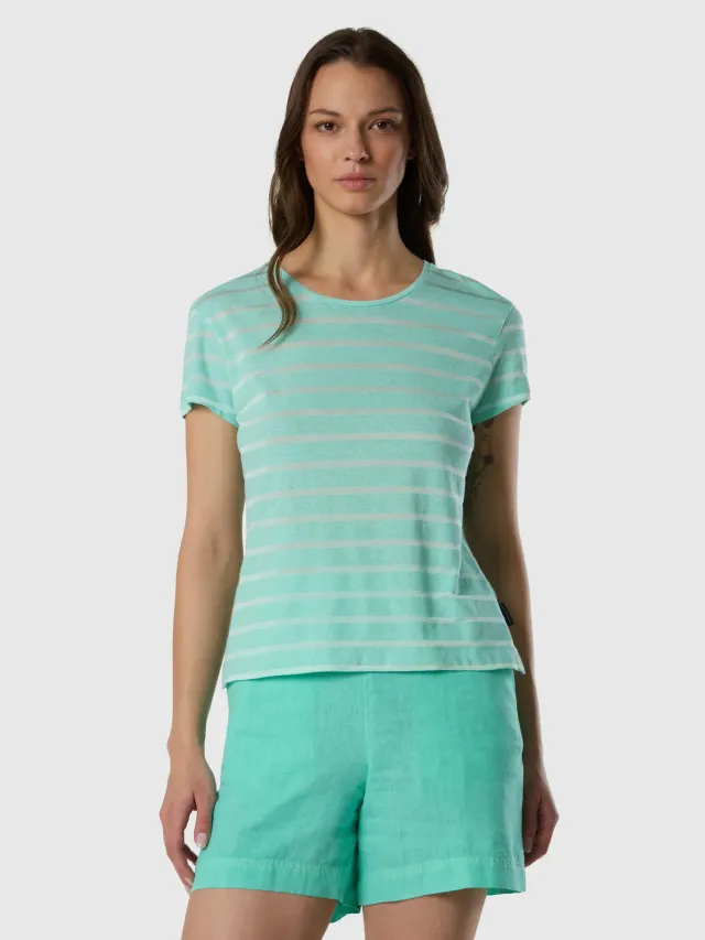 North Sails T-Shirt Rayé Slub Lin Fluide Léger