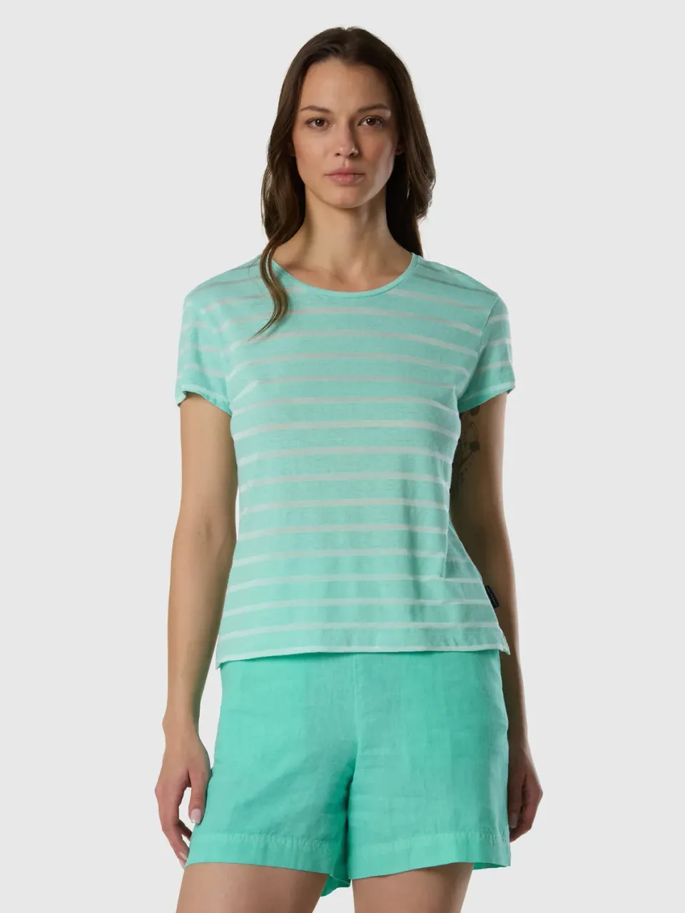 North Sails T-Shirt Rayé Slub Lin Fluide Léger