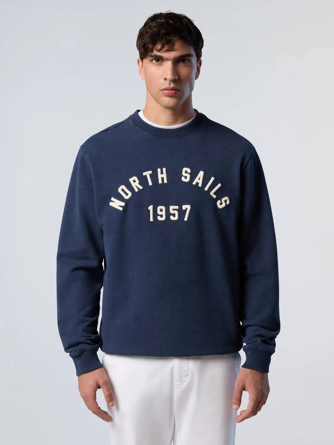 North Sails sweat col rond brodé coton bio délavé