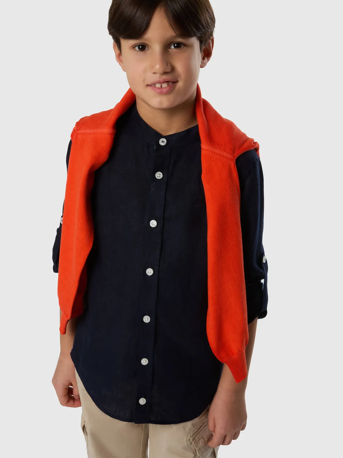 North Sails Mandarin chemise lin enfant col mandarin
