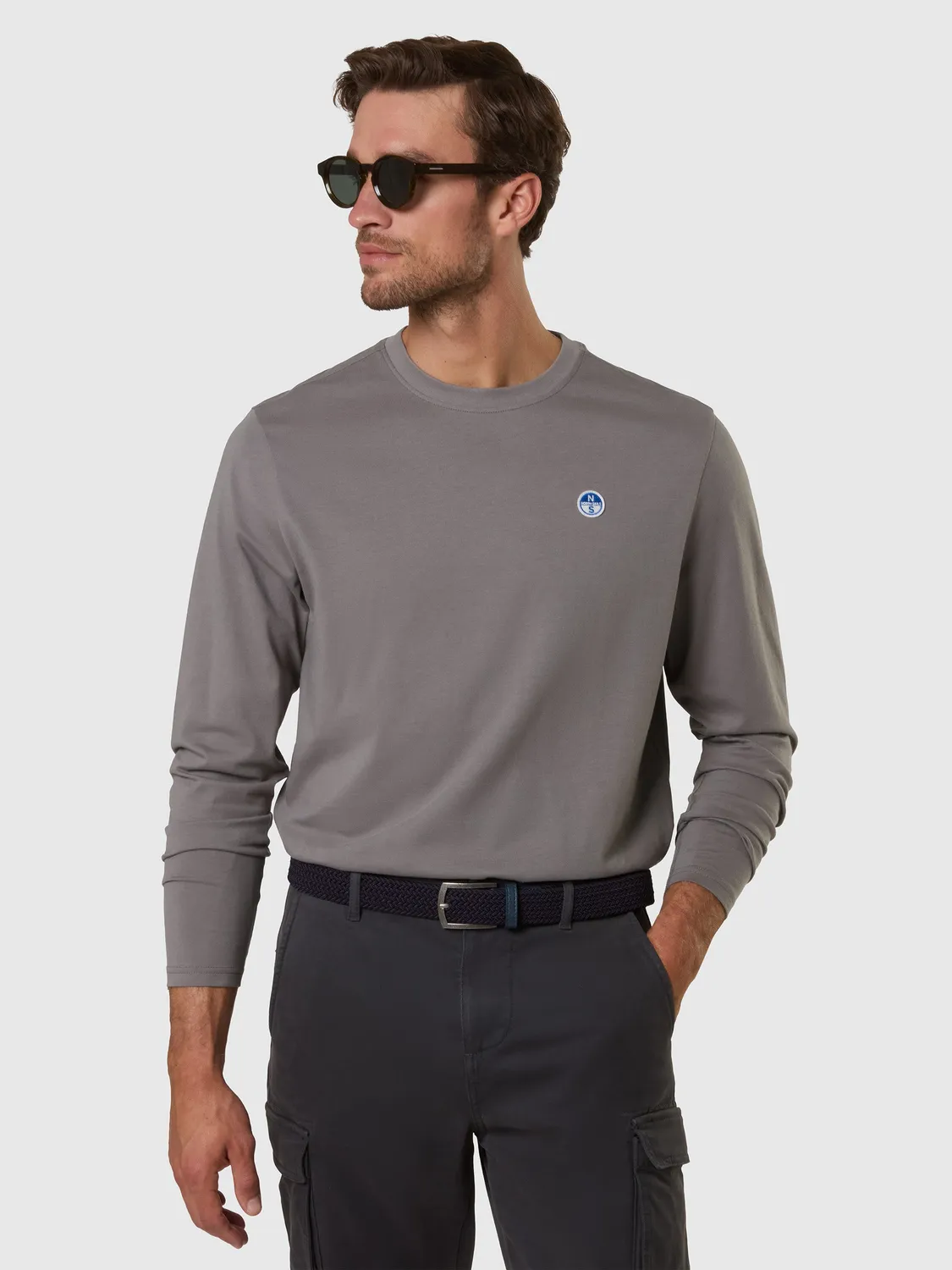 North Sails T-shirt manches longues patch gris anthracite