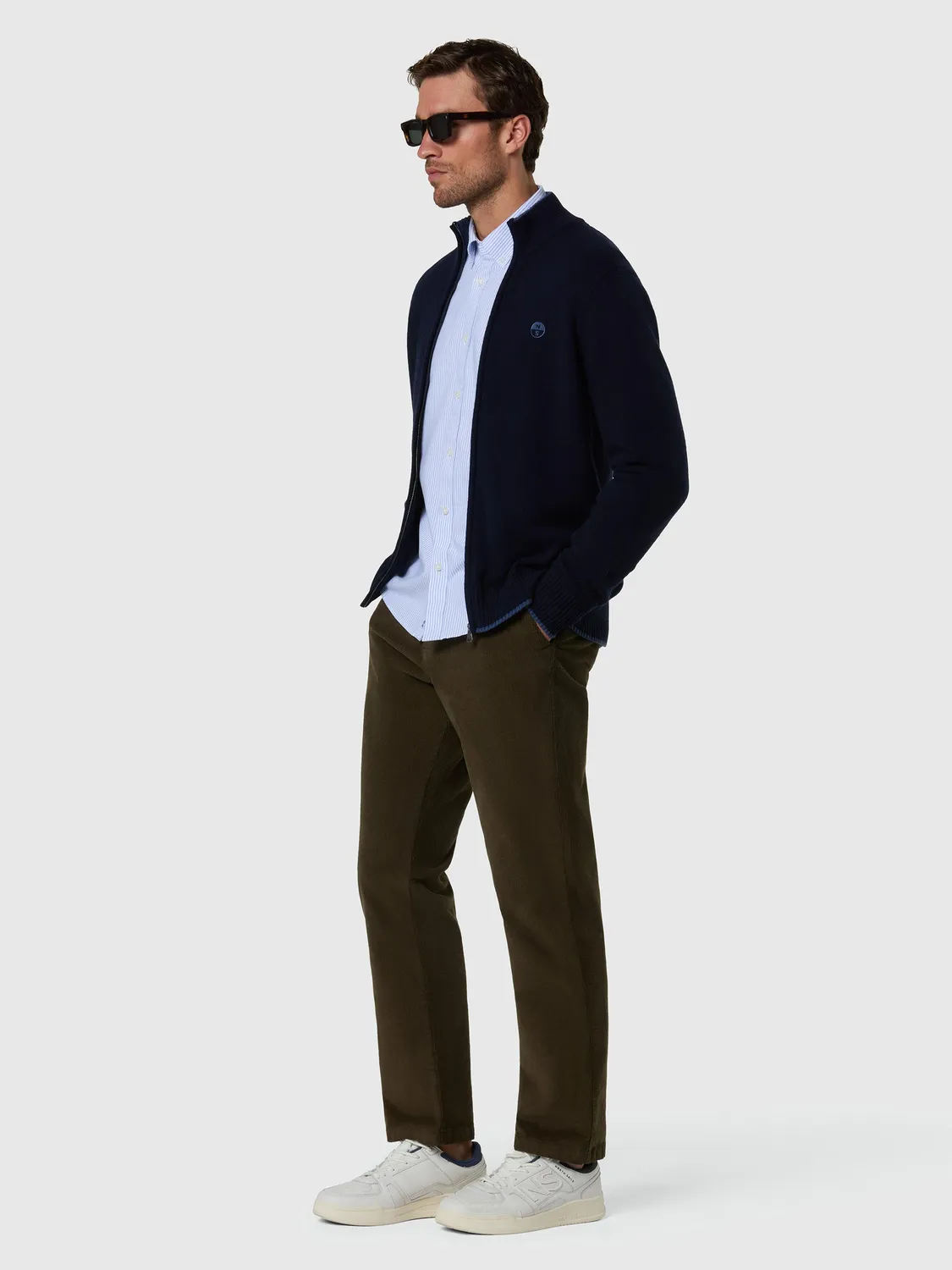 North Sails gilet zippé cachemire Navy Blue homme chaud col montant