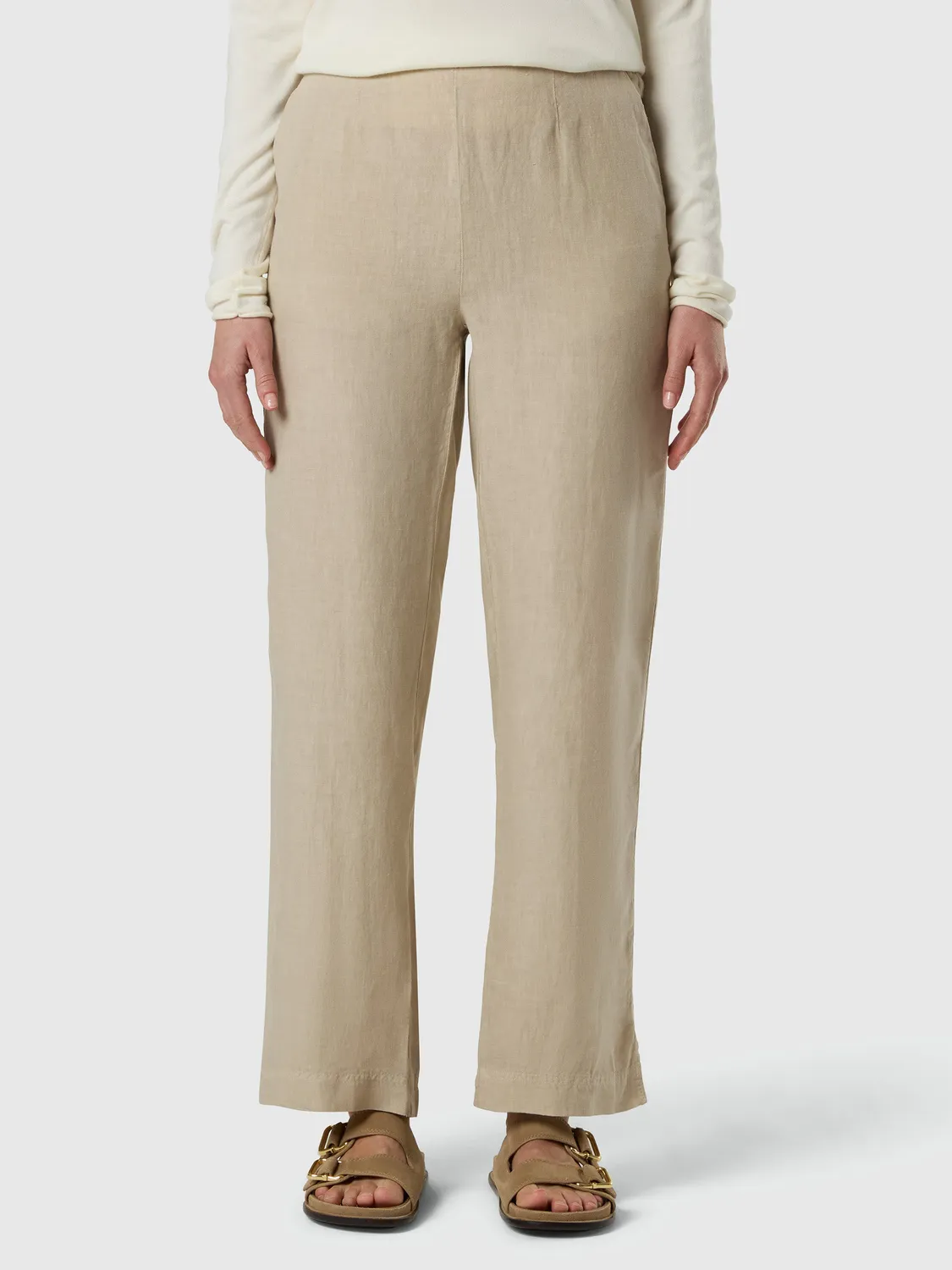North Sails pantalon lin paperbag femme large beige