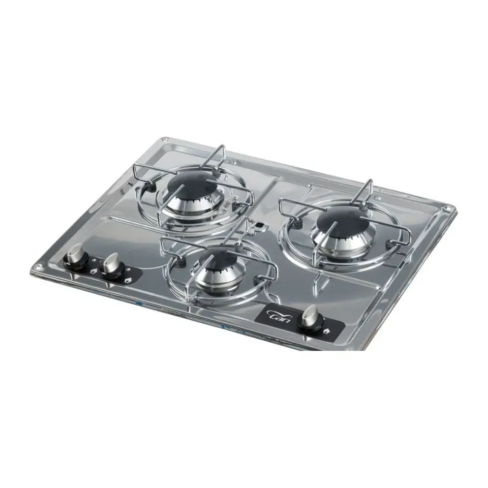 Can plaque gaz 3 feux inox encastrable 470x360
