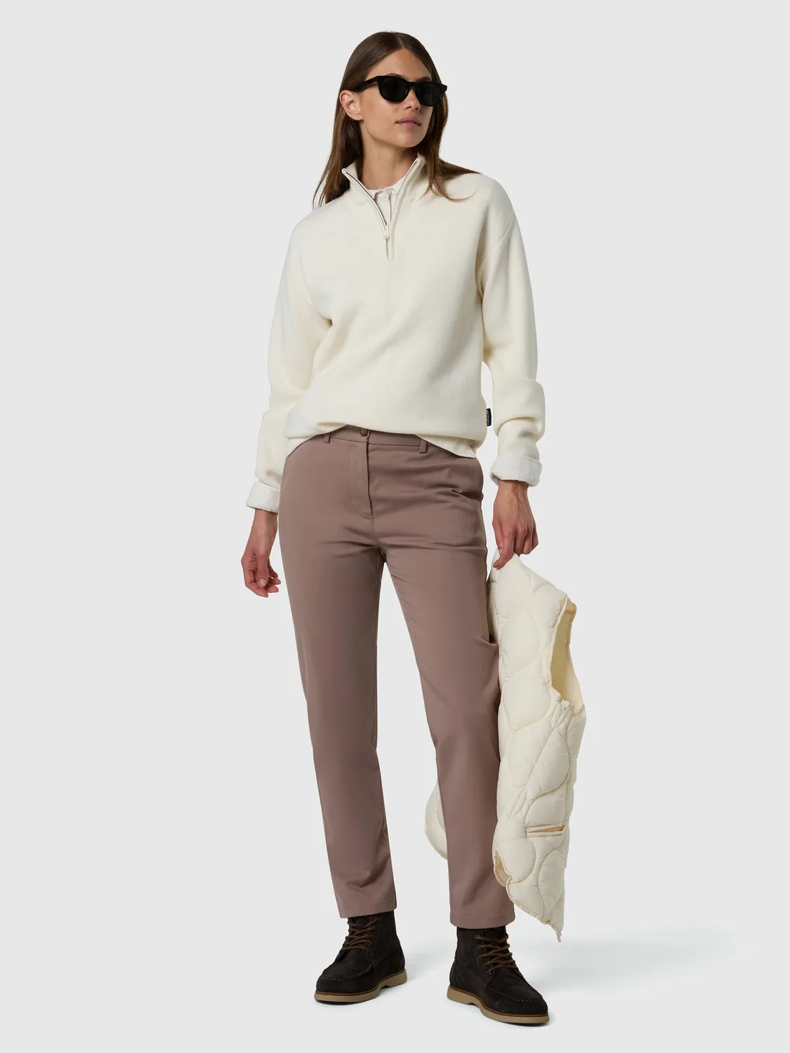 North Sails pull col montant laine-viscose blanc hiver