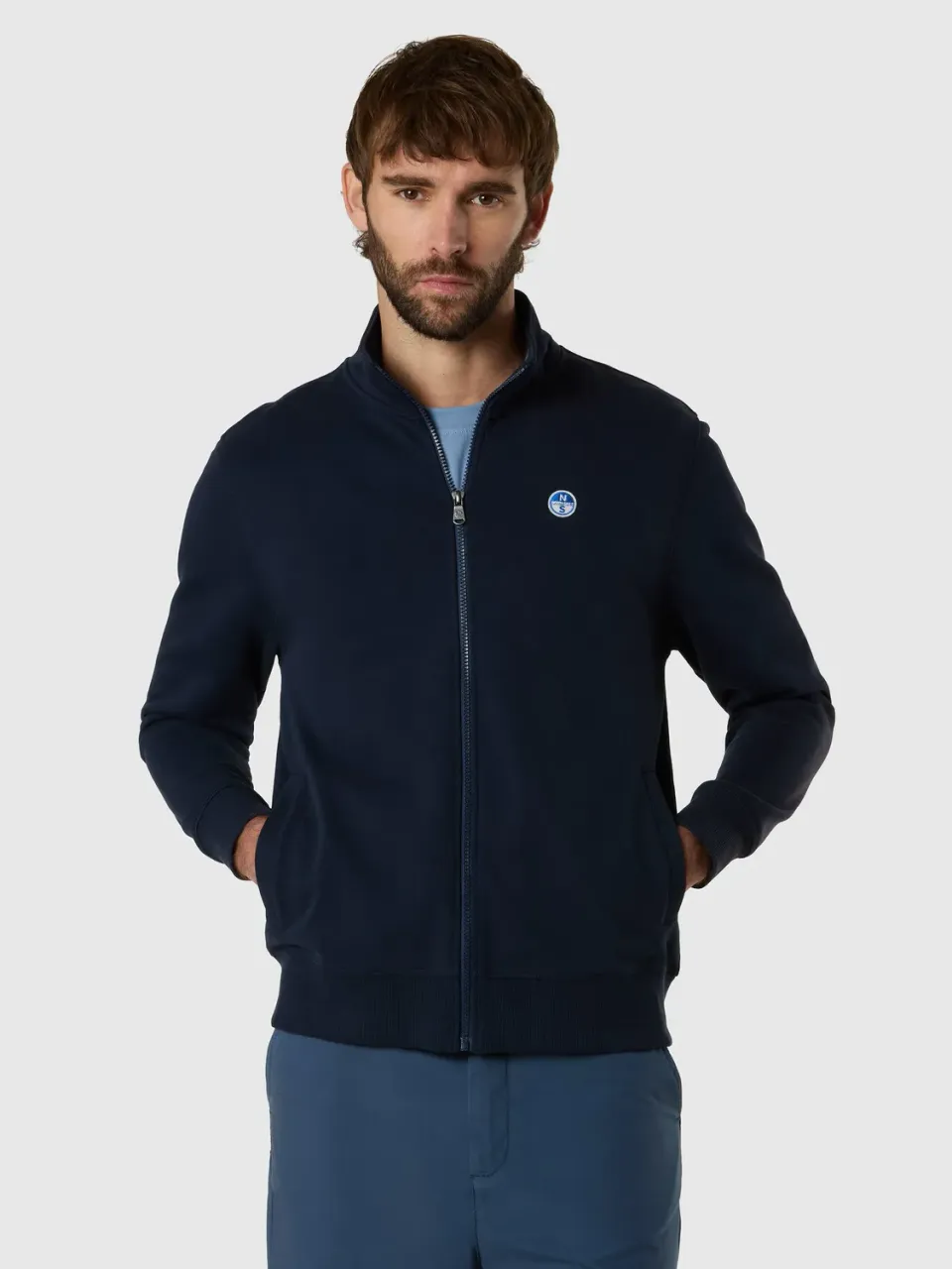 North Sails sweat zippé patch logo bleu marine