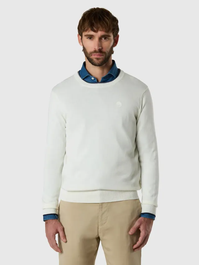 North Sails pull col rond coton bio logo tonal