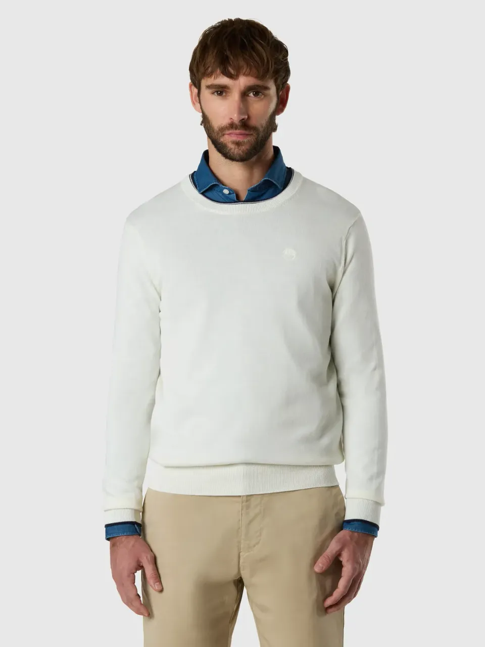 North Sails pull col rond coton bio logo tonal