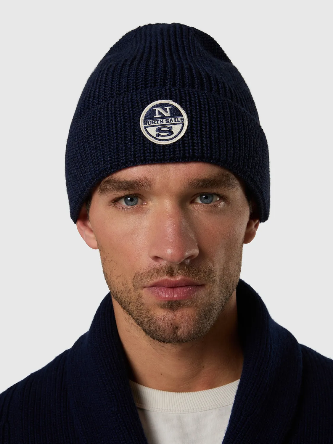 North Sails Beanie bonnet brodé white onyx