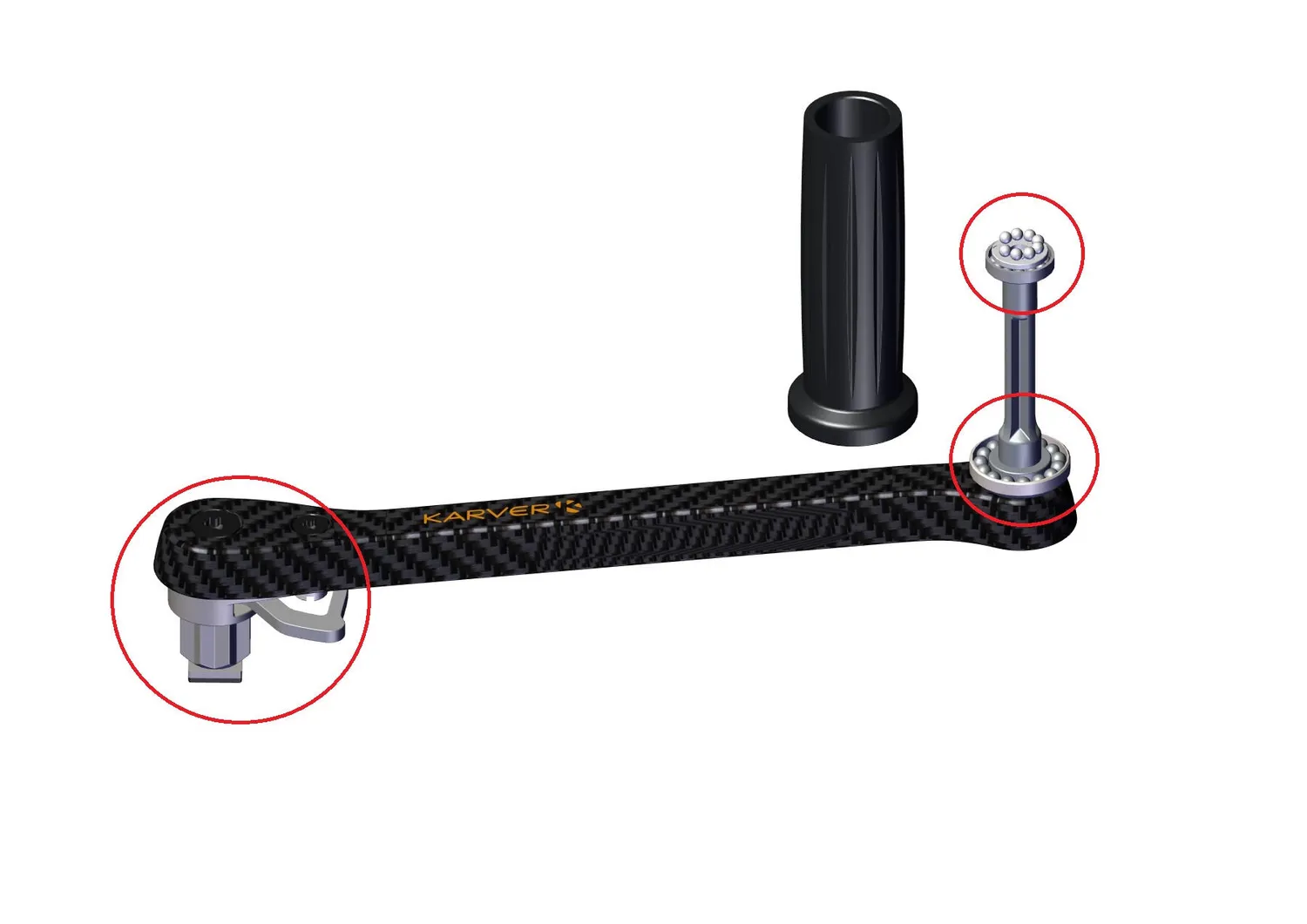 Karver KWH20 manivelle winch carbone 20 cm grip simple