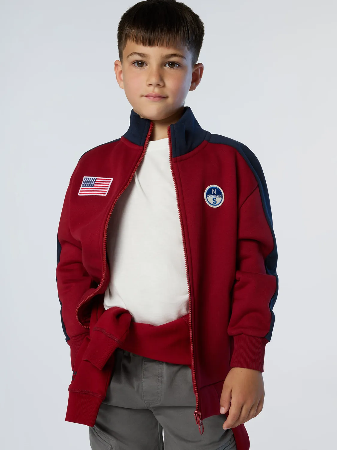 North Sails sweat zippé drapeau US coton bio