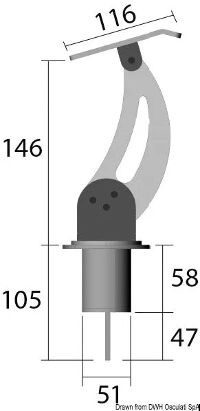 Kiwi Marine support annexe double déport amovible inox 316