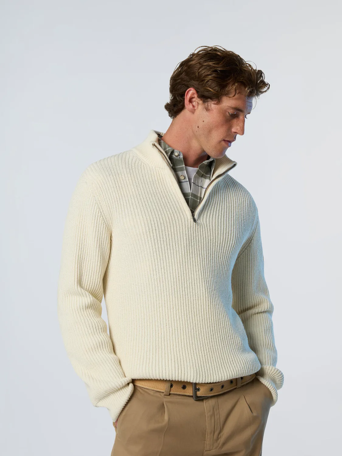 North Sails Fisherman pull marin demi-zip laine