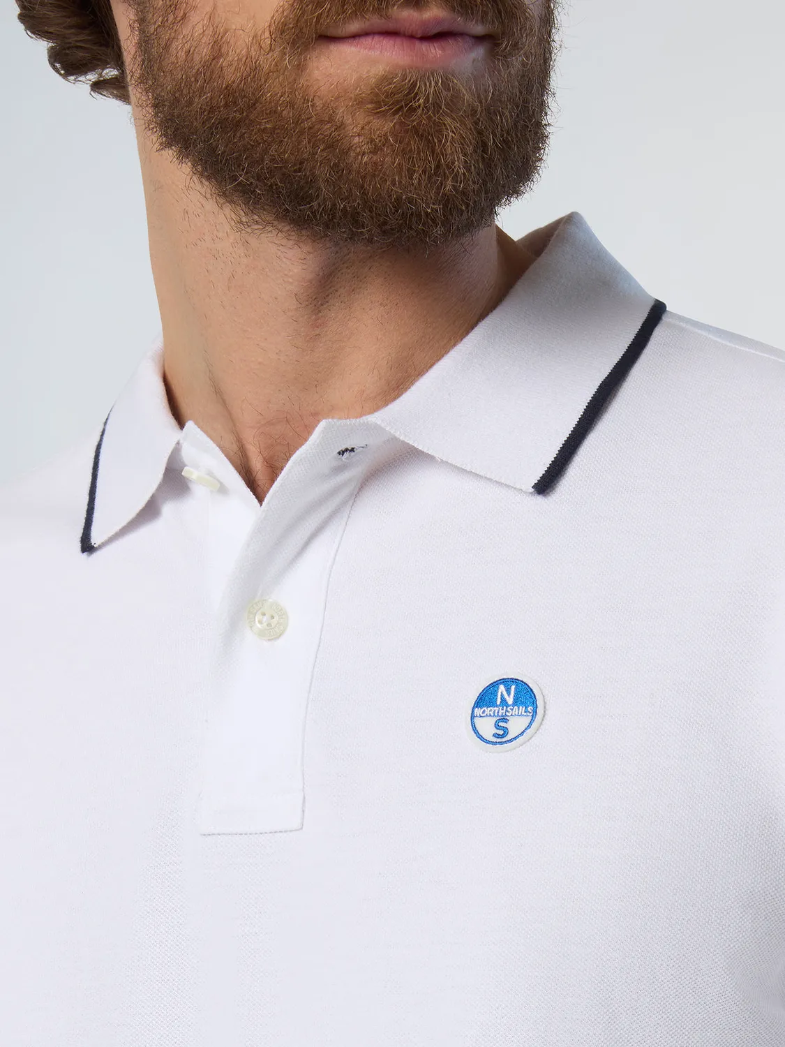 North Sails polo manches longues col logo coton bio