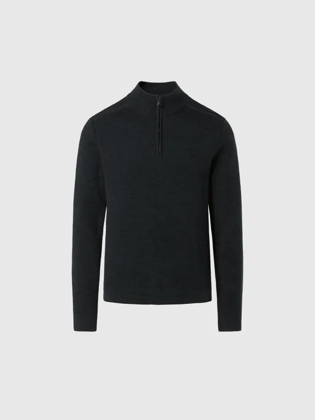 North Sails Tech Wool pull demi-zip homme gris laine tech