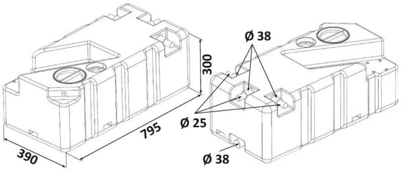 Osculati Réservoir eaux usées 70 L 24 V broyeur