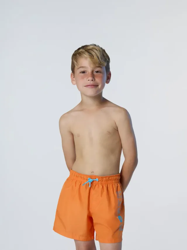 North Sails short de bain enfant imprimé vertical orange